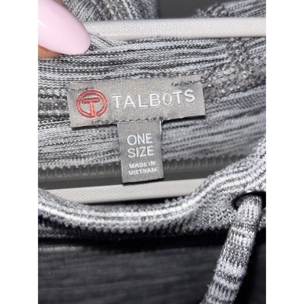Talbots Space-Dyed Knit Poncho One Size Black White Heathered Casual Hoodie - Picture 9 of 9